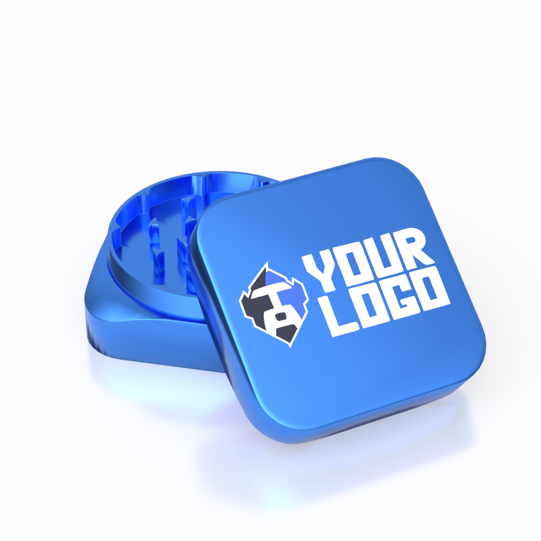 Square Aluminum Grinder — Blue