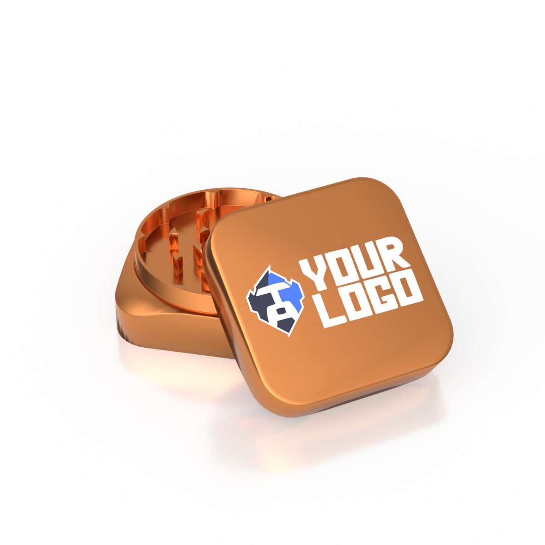 Square Aluminum Grinder — Orange